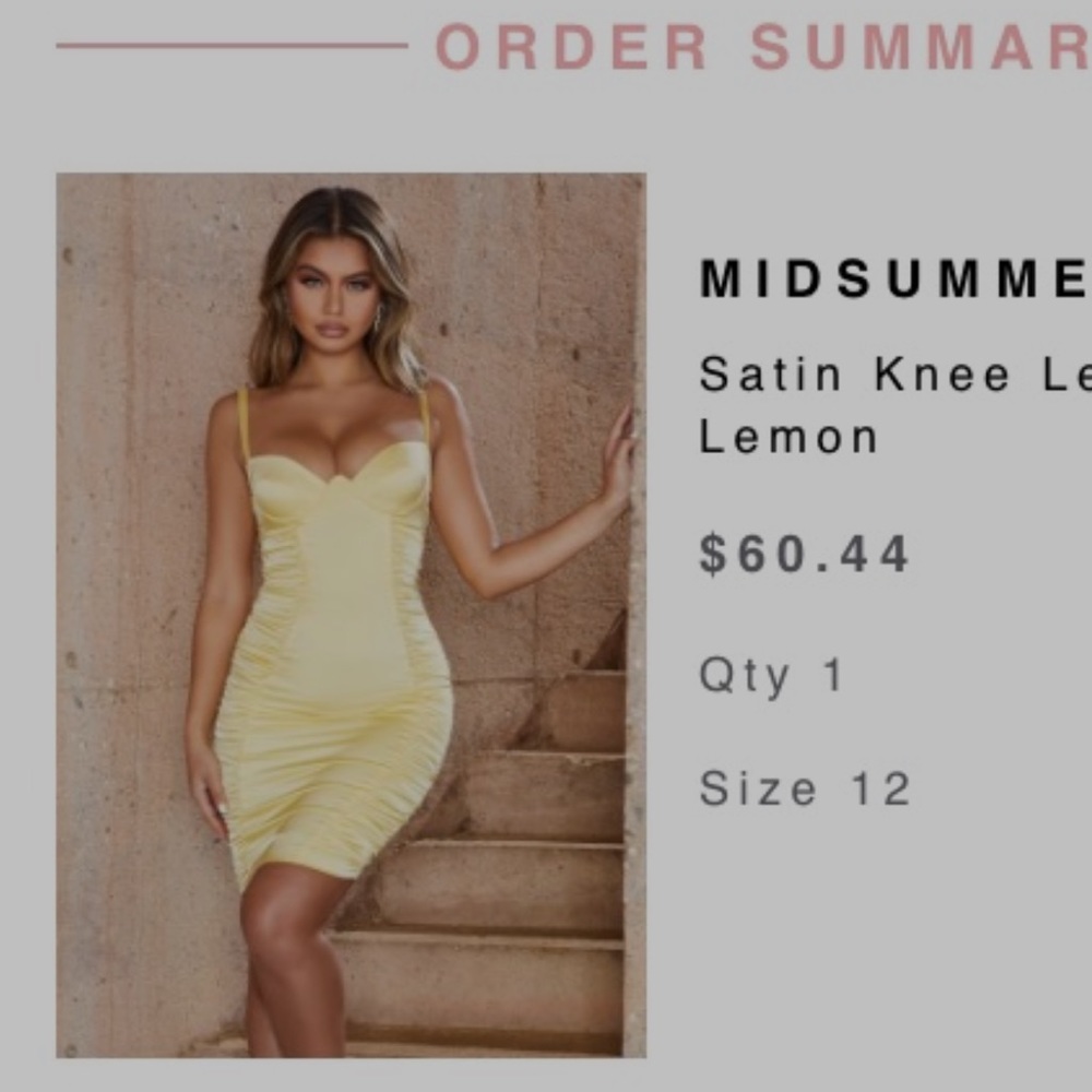 Yellow satin dress from Oh Polly worn once. UK size 12 US size 8
